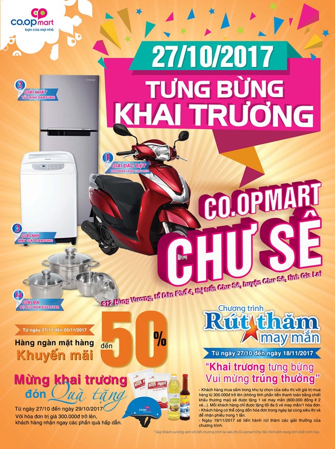 Co.opmart Chư Sê giảm giá mạnh, tặng Honda Lead dịp khai trương - 第1张
