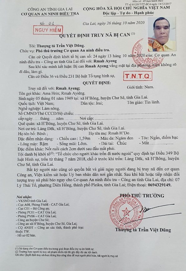 Truy nã đối tượng tổ chức cho người khác trốn đi nước ngoài - 第1张