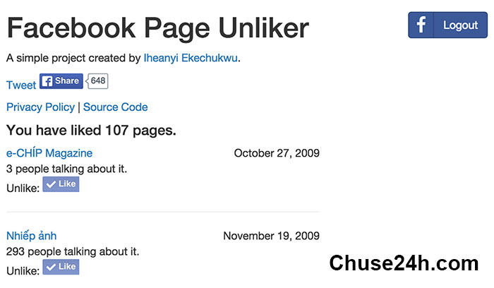 Unlike nhanh hàng loạt page Facebook với công cụ PageUnliker - 第1张