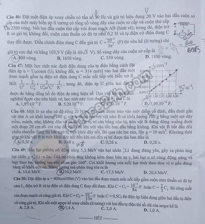Đề thi môn Vật lý tốt nghiệp THPT Quốc gia năm 2015 - 第5张