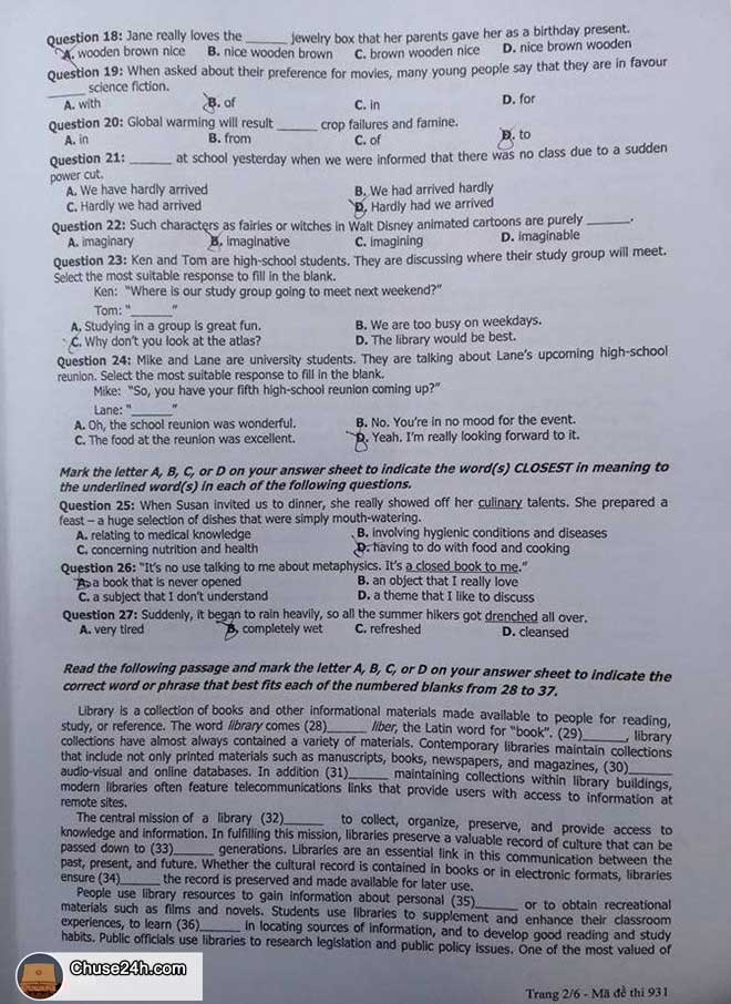 Đề thi và gợi ý lời giải môn tiếng Anh THPT 2015 - 第2张