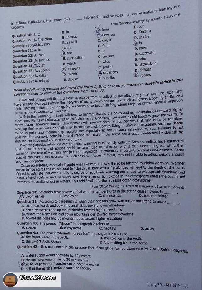 Đề thi và gợi ý lời giải môn tiếng Anh THPT 2015 - 第3张