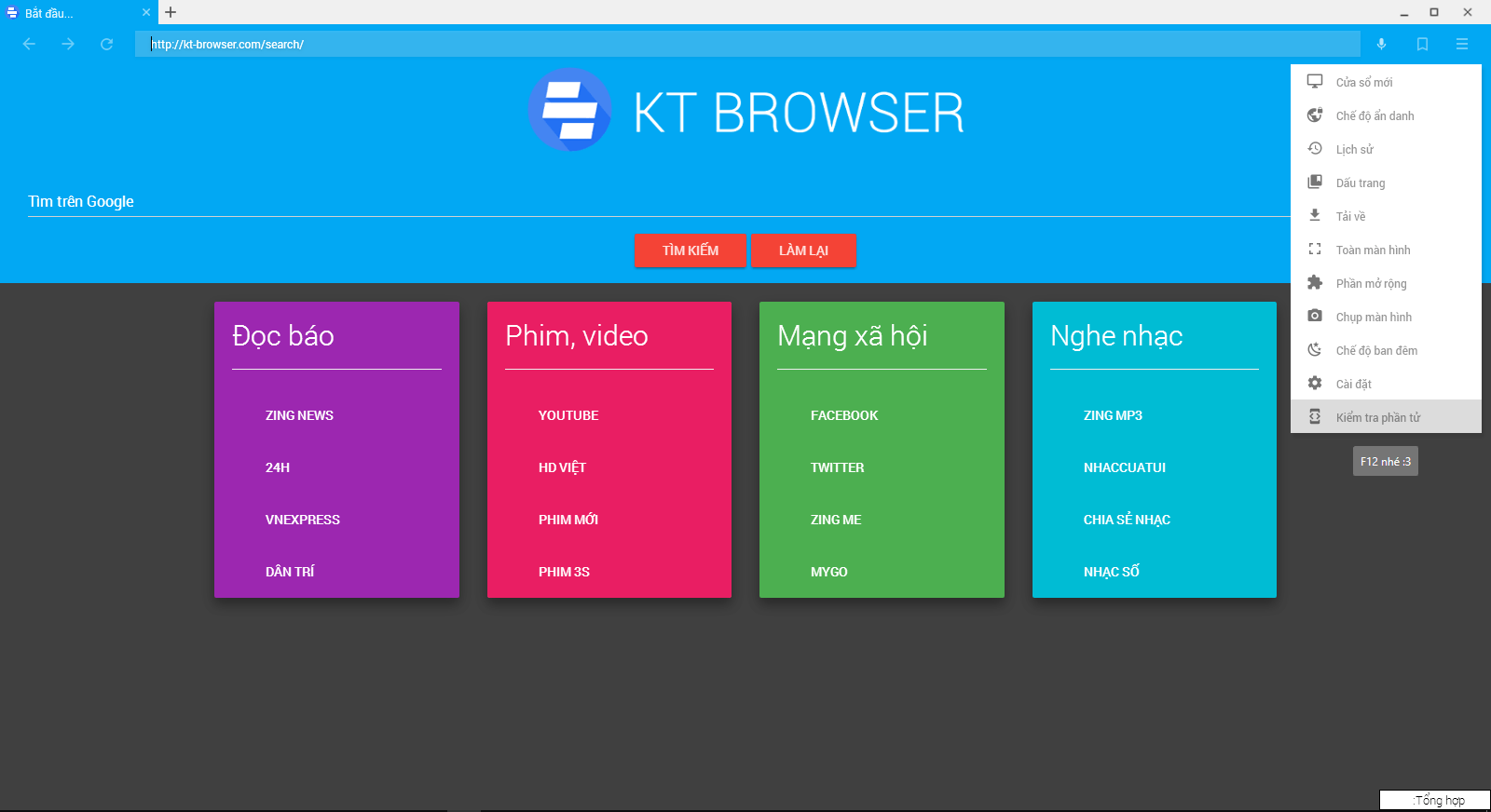 KT Browser của Nguyễn Anh Khoa đã trải qua 5 phiên bản và đang được hoàn thiện, sửa lỗi từng ngày. 